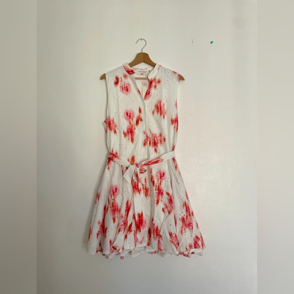 Zara White and Red Floral Mini Dress